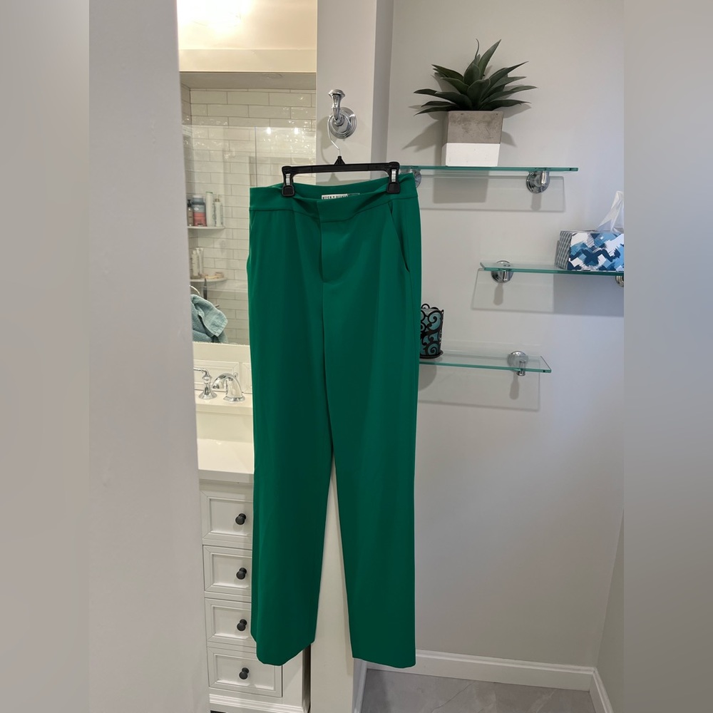 Green silk pants